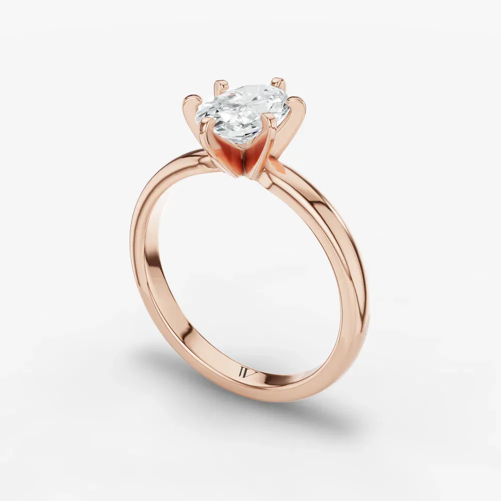 Certified 1 carat Lab Grown Diamond Oval Cut Solitaire, Classic, Simple Engagement Ring in 14K Rose Gold-Thaly