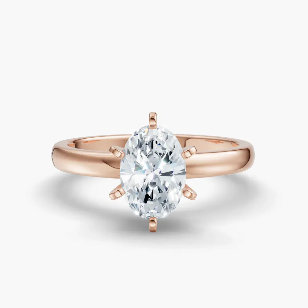 Certified 1 carat Lab Grown Diamond Oval Cut Solitaire, Classic, Simple Engagement Ring in 14K Rose Gold-Thaly