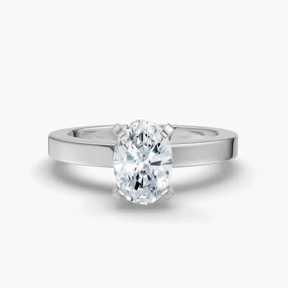 Certified 1 carat Lab Grown Diamond Oval Cut Solitaire, Classic, Simple Engagement Ring in 14K White Gold-Elun
