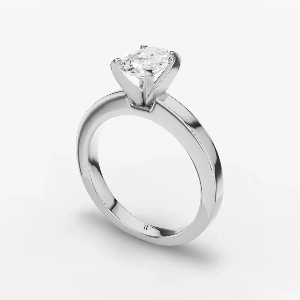 Certified 1 carat Lab Grown Diamond Oval Cut Solitaire, Classic, Simple Engagement Ring in 14K White Gold-Elun