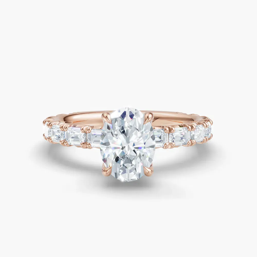 Certified 1 carat Lab Grown Diamond Oval Cut Pavé, Classic, Simple Engagement Ring in 14K Rose Gold-Jocelyn
