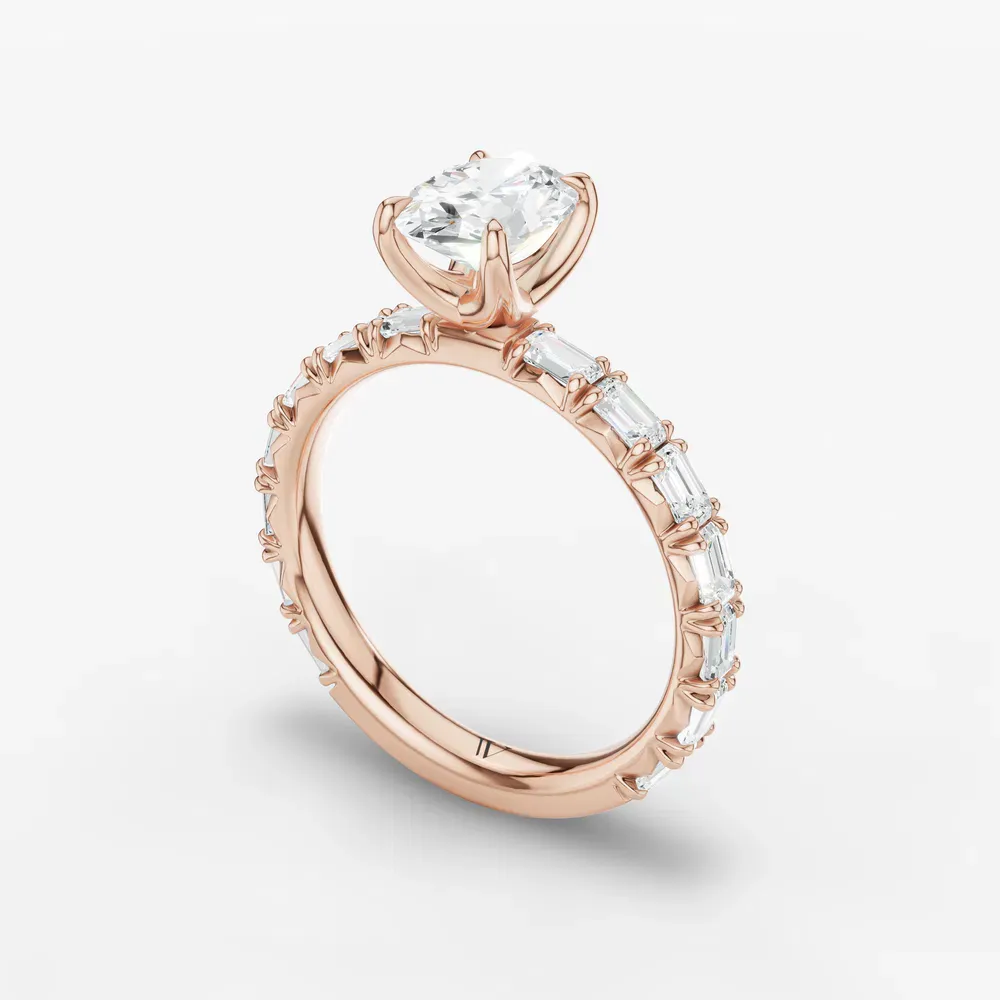 Certified 1 carat Lab Grown Diamond Oval Cut Pavé, Classic, Simple Engagement Ring in 14K Rose Gold-Jocelyn