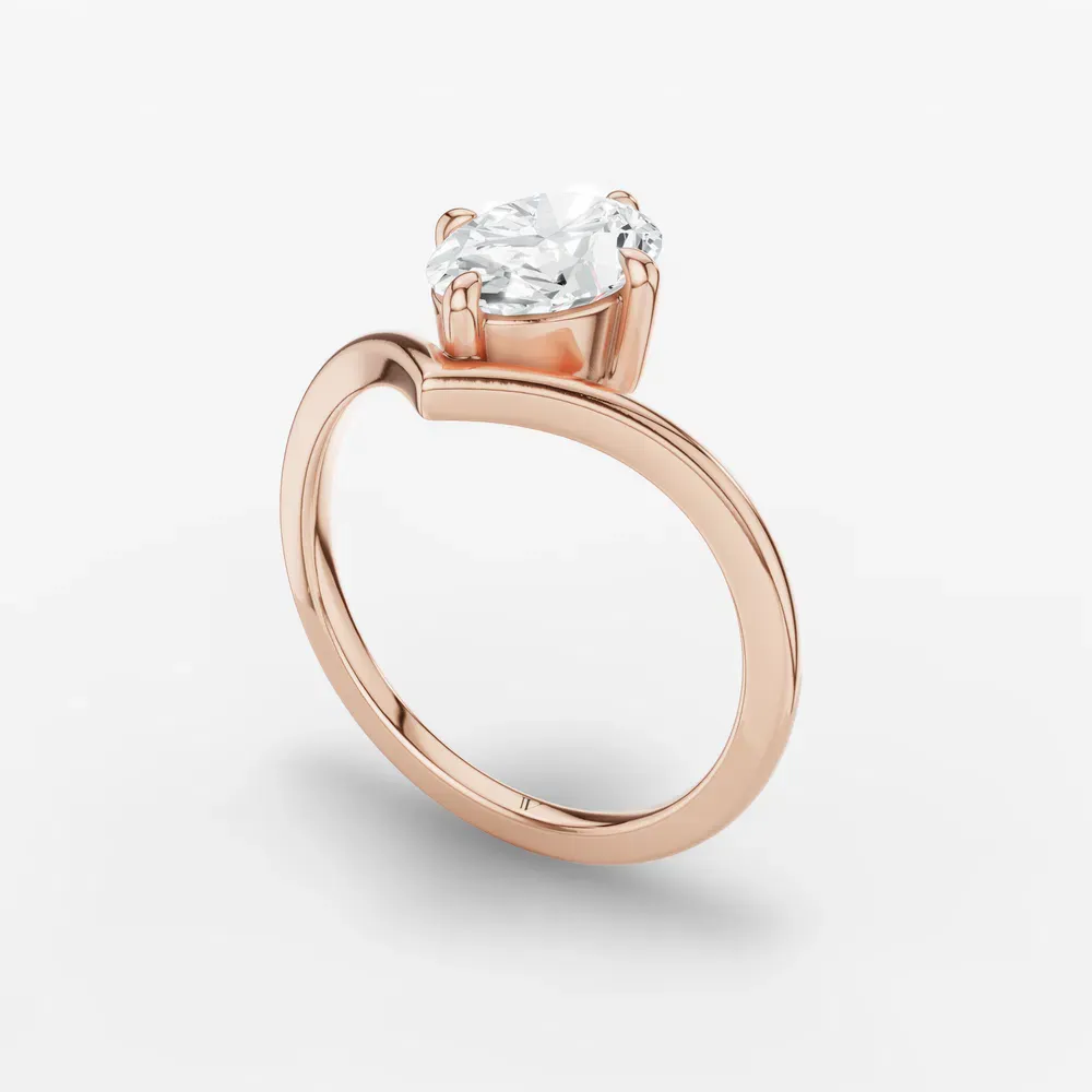 Certified 1 carat Lab Grown Diamond Oval Cut Solitaire, Floating Engagement Ring in 14K Rose Gold-Lira