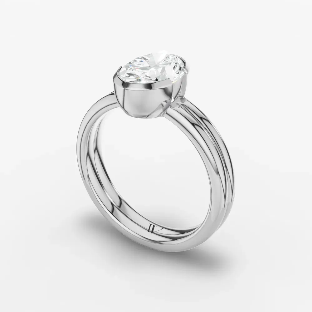 Certified 1 carat Lab Grown Diamond Oval Cut Solitaire, Bezel, Modern Engagement Ring in 14K White Gold-Sena