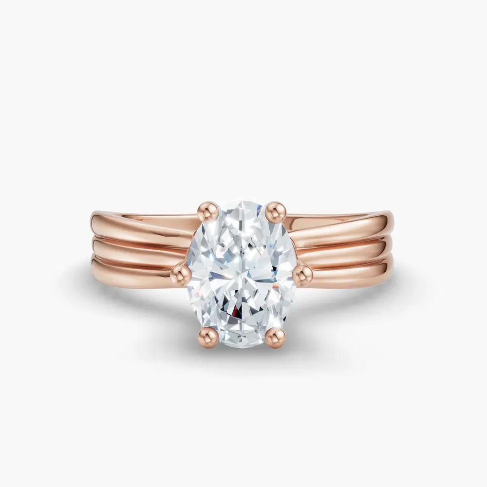 Certified 1 carat Lab Grown Diamond Oval Cut Solitaire, Floating Engagement Ring in 14K Rose Gold-Celest