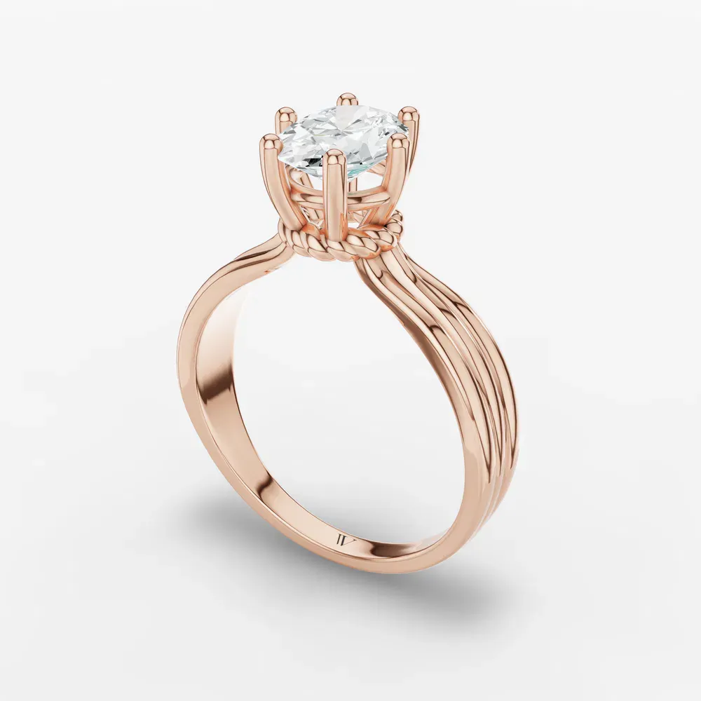 Certified 1 carat Lab Grown Diamond Oval Cut Solitaire, Floating Engagement Ring in 14K Rose Gold-Celest