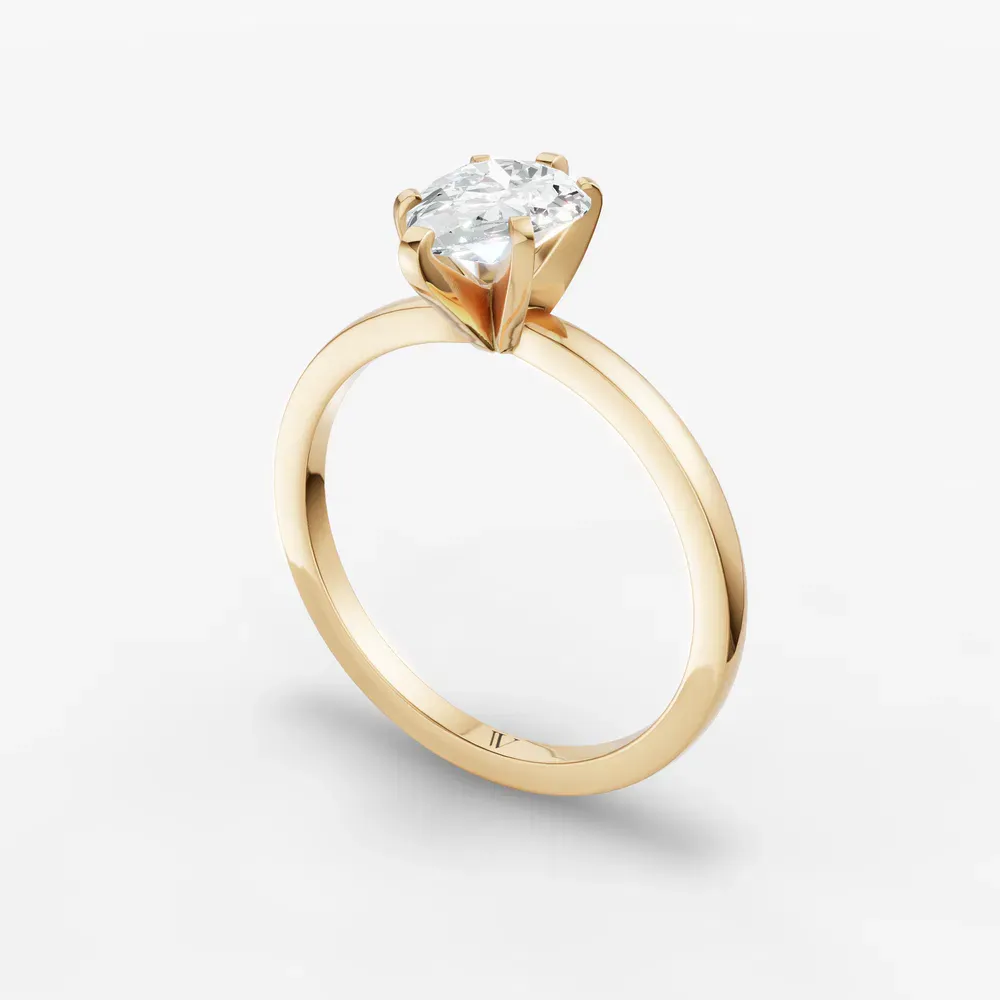 Certified 1 carat Lab Grown Diamond Pear Cut Solitaire, Classic, Simple Engagement Ring in 14K Yellow Gold-Cara