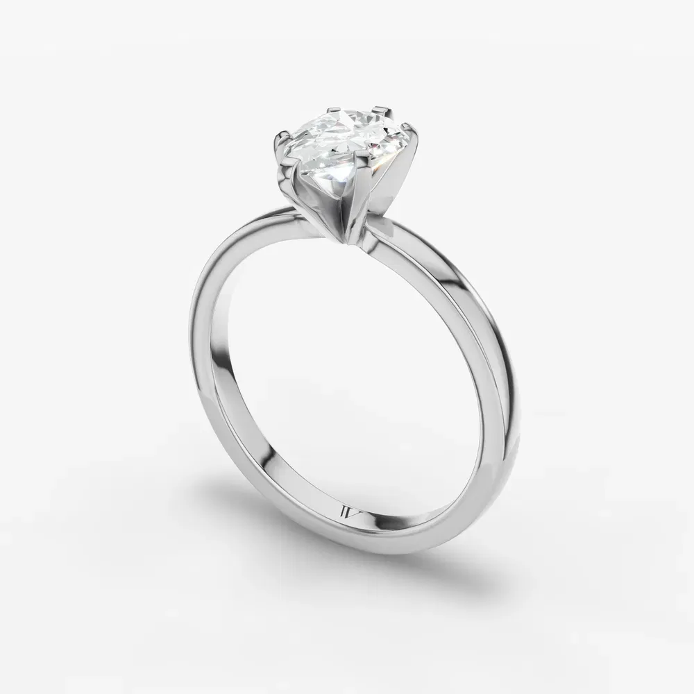Certified 1 carat Lab Grown Diamond Pear Cut Solitaire, Classic, Simple Engagement Ring in 14K White Gold-Ocea