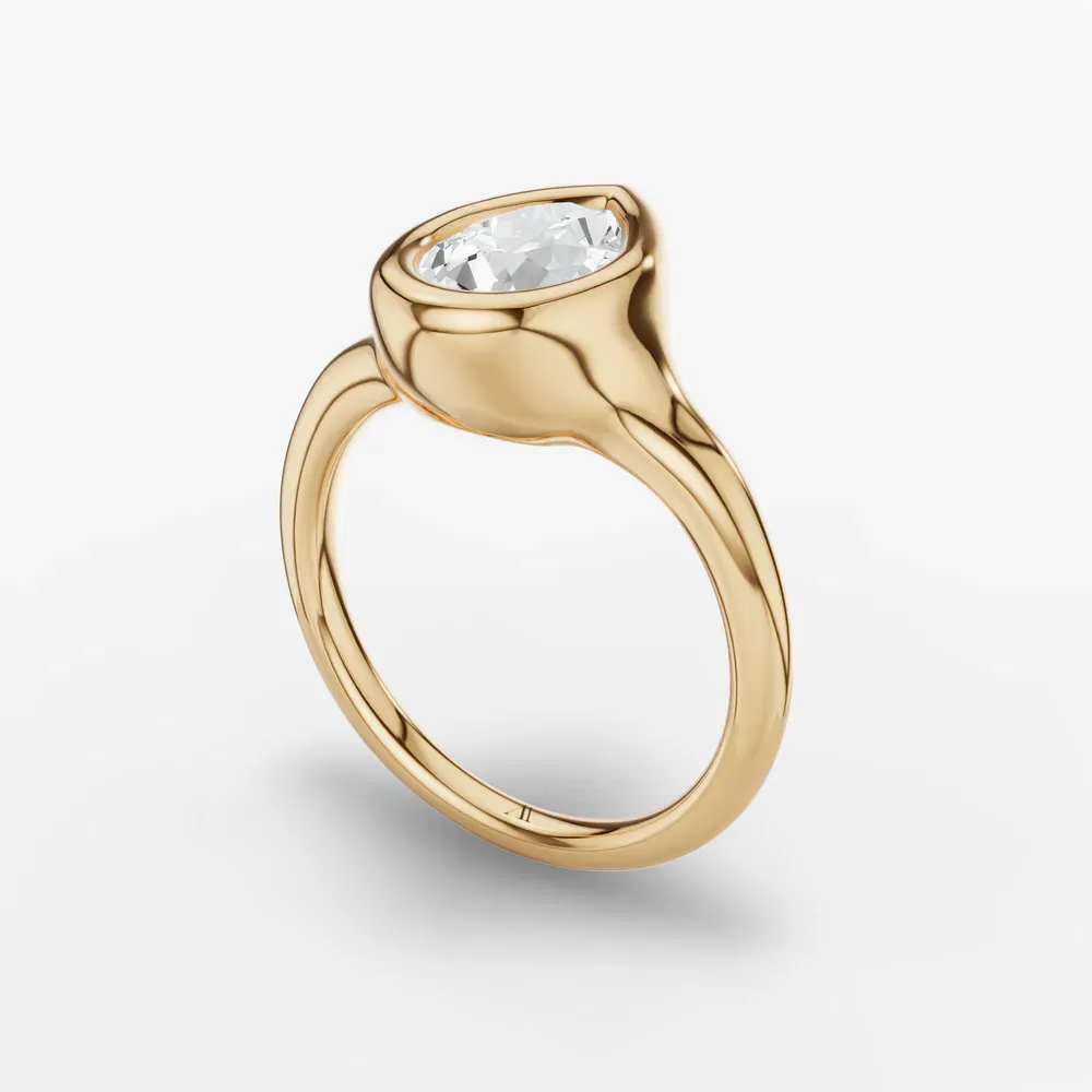 Certified 2 carat Lab Grown Diamond Pear Cut Solitaire, Bezel Engagement Ring in 14K Yellow Gold-Zayn