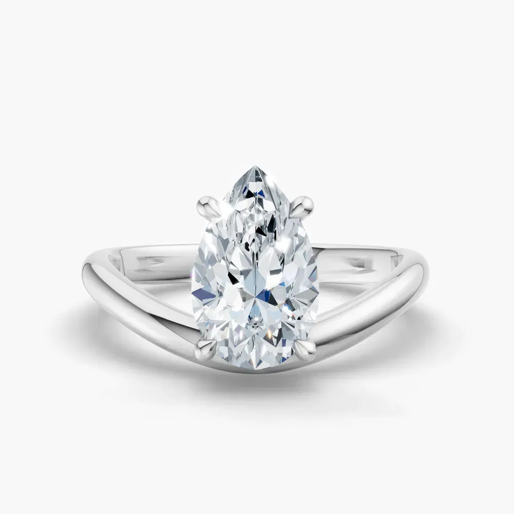Certified 2 carat Lab Grown Diamond Pear Cut Solitaire, Floating Engagement Ring in 14K White Gold-Thal