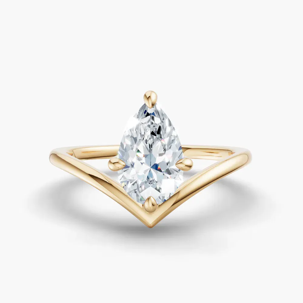 Certified 2 carat Lab Grown Diamond Pear Cut Solitaire, Floating Engagement Ring in 14K Yellow Gold-Lira