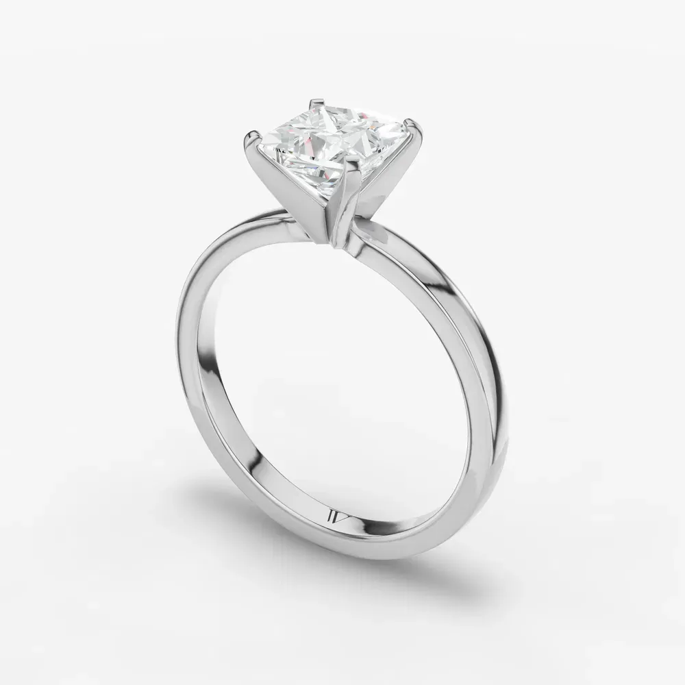 Certified 1 carat Lab Grown Diamond Princess Cut Solitaire, Classic, Simple Engagement Ring in 14K White Gold-Ocea