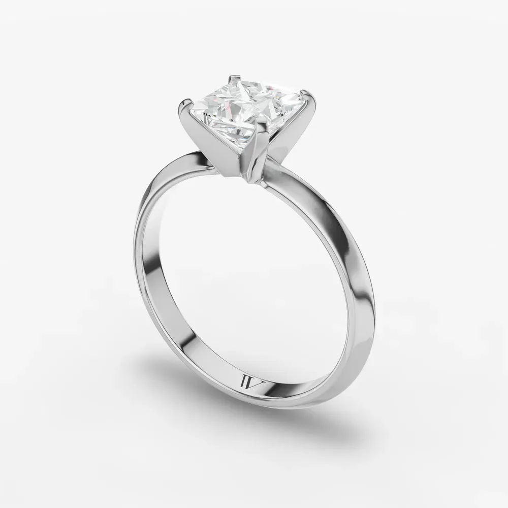 Certified 1 carat Lab Grown Diamond Princess Cut Solitaire, Classic, Simple Engagement Ring in 14K White Gold-Marshi