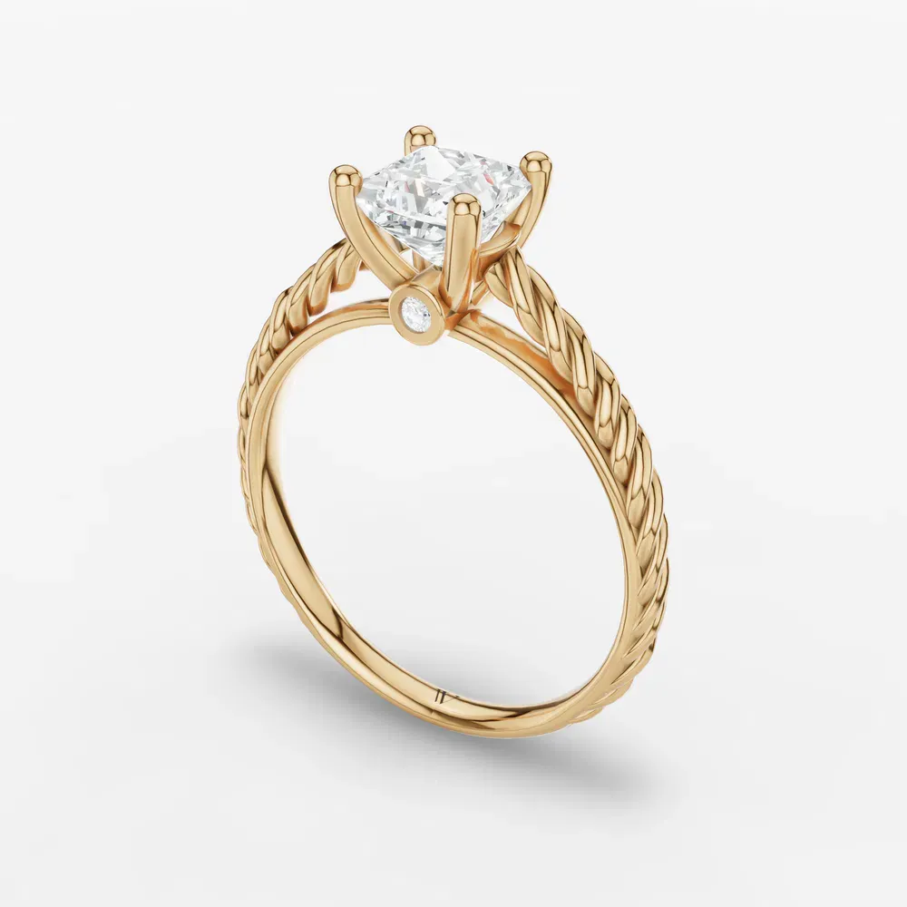 Certified 1 carat Lab Grown Diamond Princess Cut Solitaire, Vintage, Cathedral Engagement Ring in 14K Yellow Gold-Voss