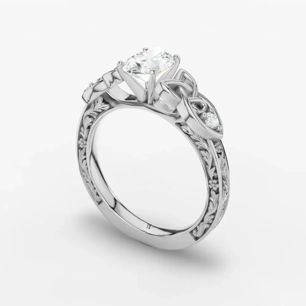 Certified 1 carat Lab Grown Diamond Oval Cut Vintage, Cathedral, Unique Engagement Ring in Platinum-Kael