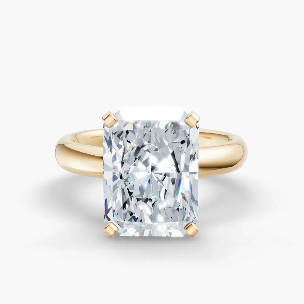 Certified 4 carat Lab Grown Diamond Radiant Cut Solitaire, Classic, Simple Engagement Ring in 14K Yellow Gold-Sorrq