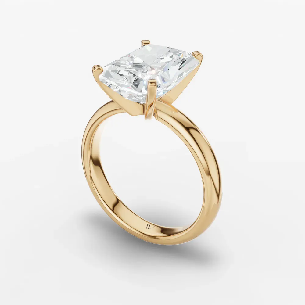 Certified 4 carat Lab Grown Diamond Radiant Cut Solitaire, Classic, Simple Engagement Ring in 14K Yellow Gold-Sorrq