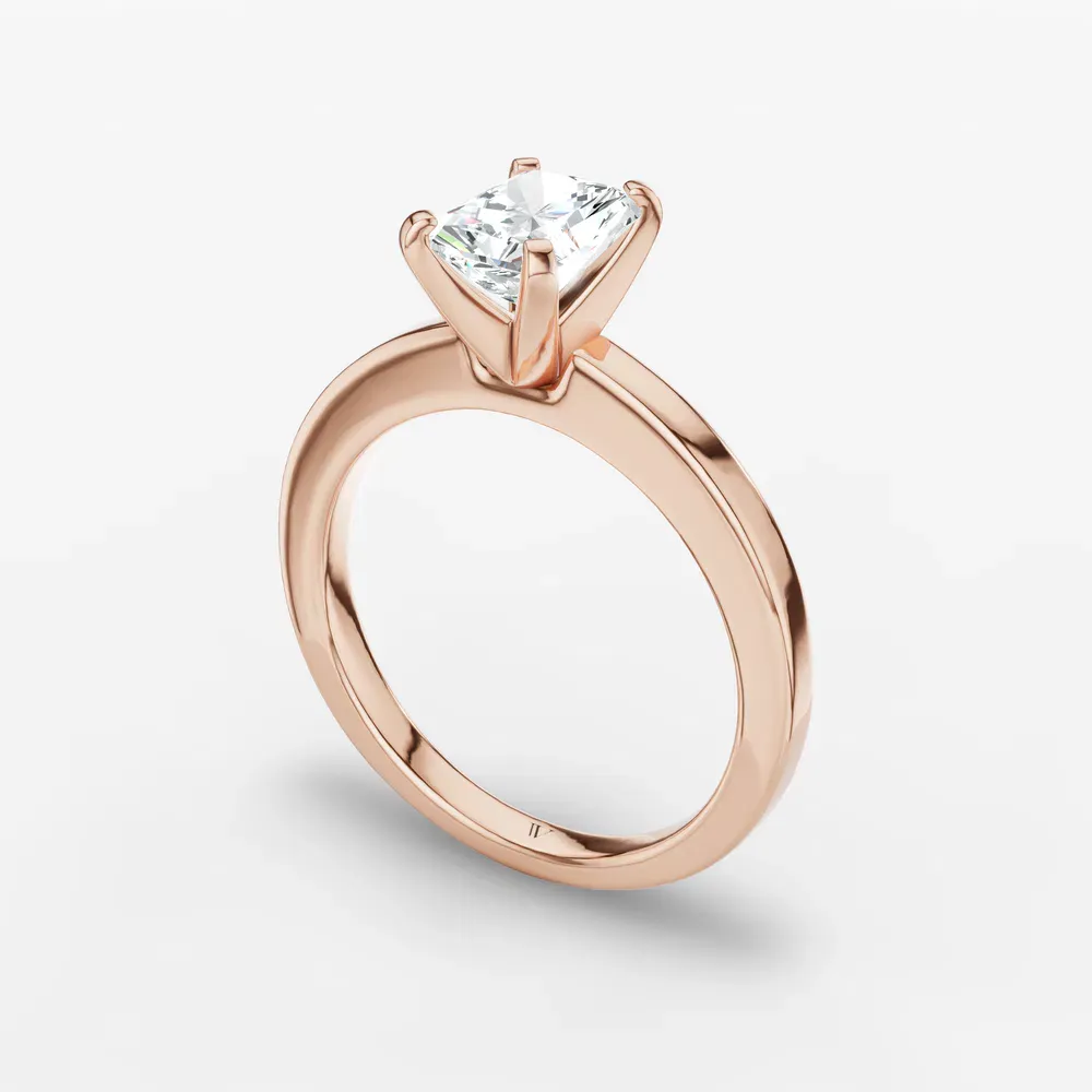 Certified 4 carat Lab Grown Diamond Radiant Cut Solitaire, Classic, Simple Engagement Ring in 14K Rose Gold-Elun