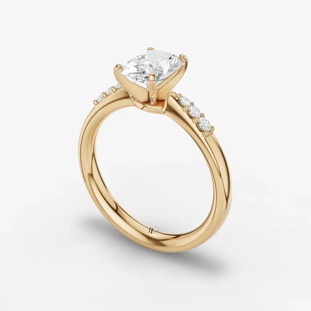 Certified 4 carat Lab Grown Diamond Radiant Cut Side Stone Engagement Ring in 14K Yellow Gold-Jubatu