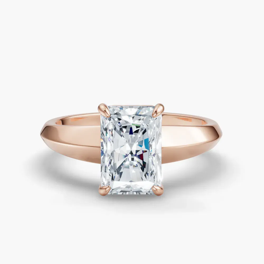 Certified 4 carat Lab Grown Diamond Radiant Cut Solitaire, Classic, Simple Engagement Ring in 14K Rose Gold-Jynx