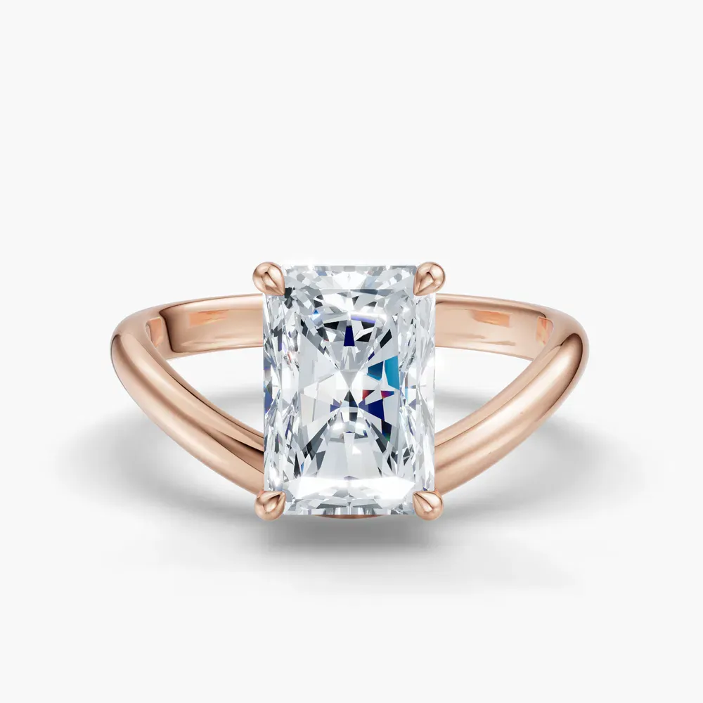 Certified 4 carat Lab Grown Diamond Radiant Cut Solitaire, Floating Engagement Ring in 14K Rose Gold-Thal