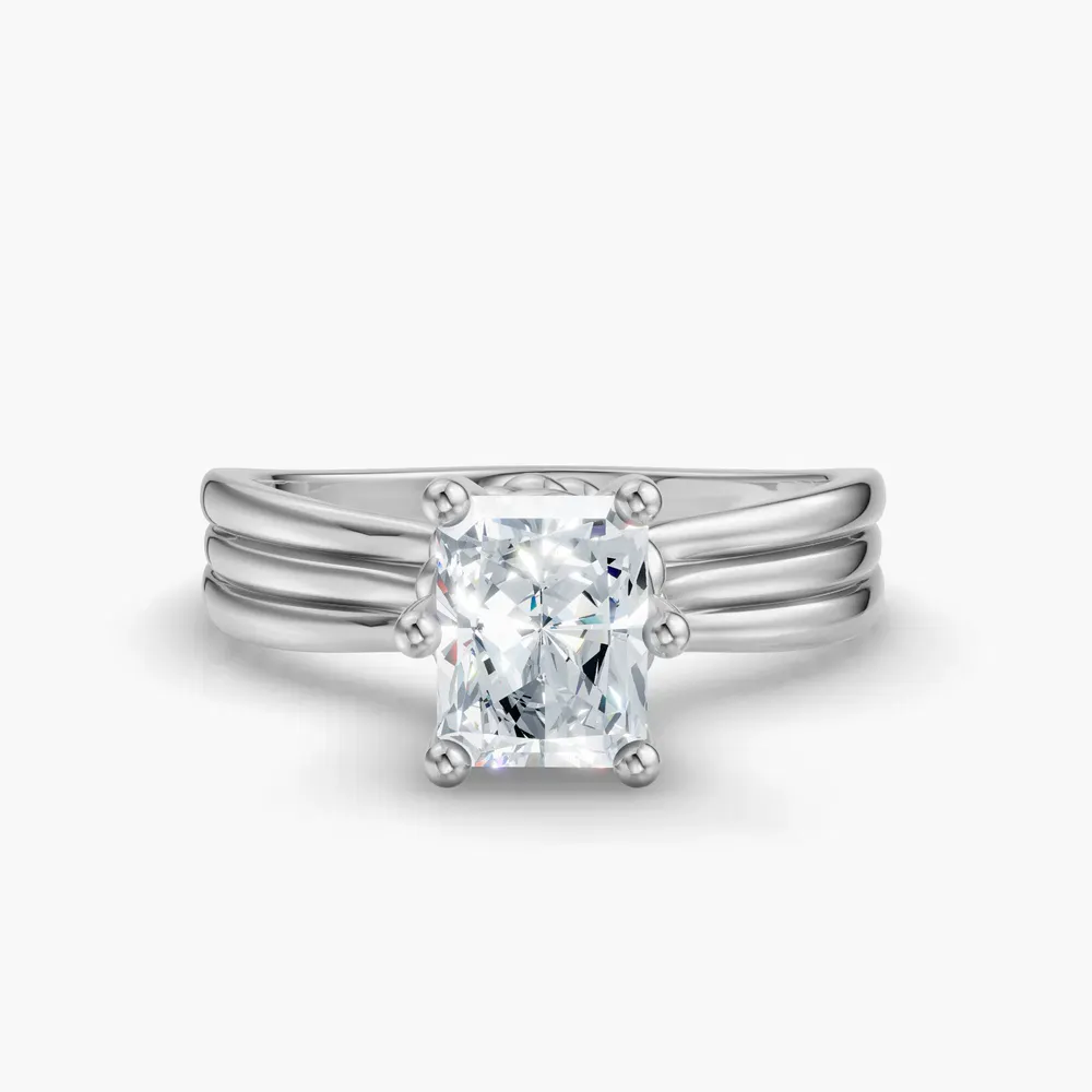 Certified 4 carat Lab Grown Diamond Radiant Cut Solitaire, Floating Engagement Ring in 14K White Gold-Celest