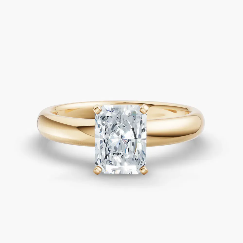 Certified 1 carat Lab Grown Diamond Radiant Cut Solitaire, Classic, Simple Engagement Ring in 14K Yellow Gold-Sorrq