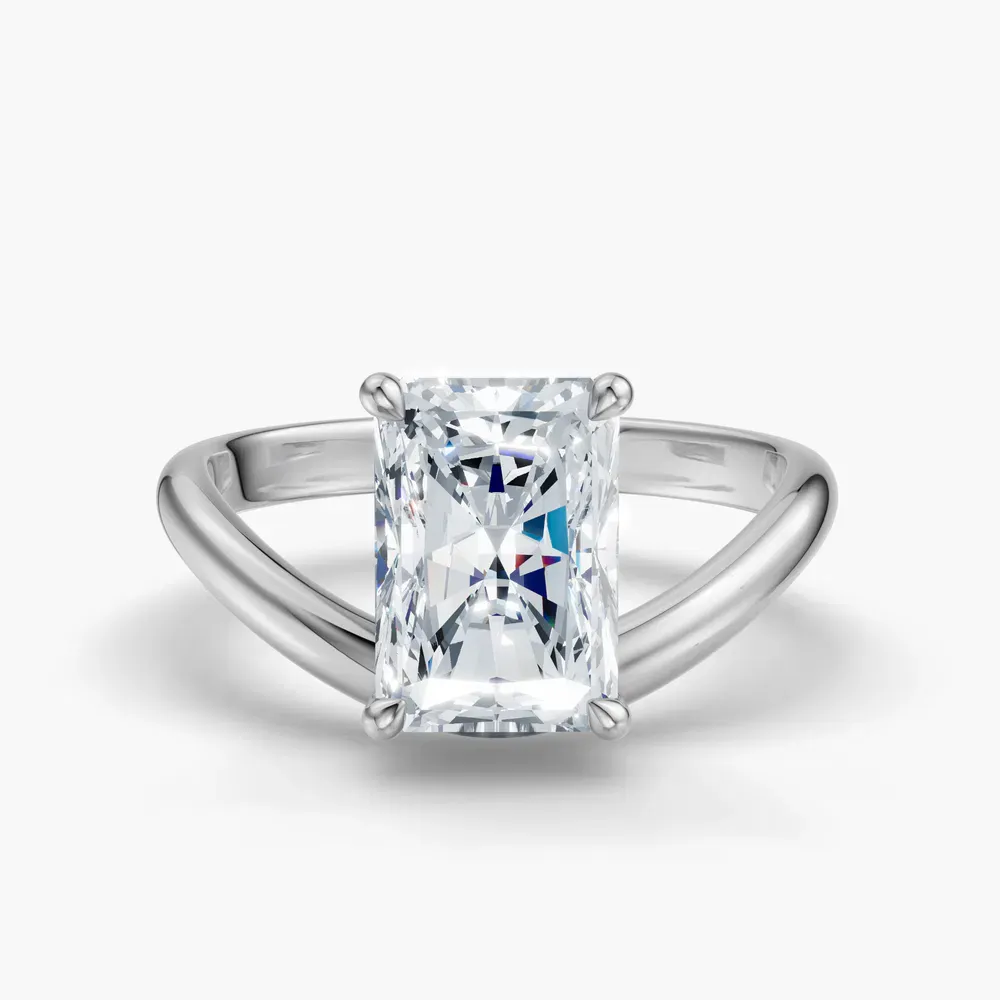 Certified 1 carat Lab Grown Diamond Radiant Cut Solitaire, Floating Engagement Ring in 14K White Gold-Thal