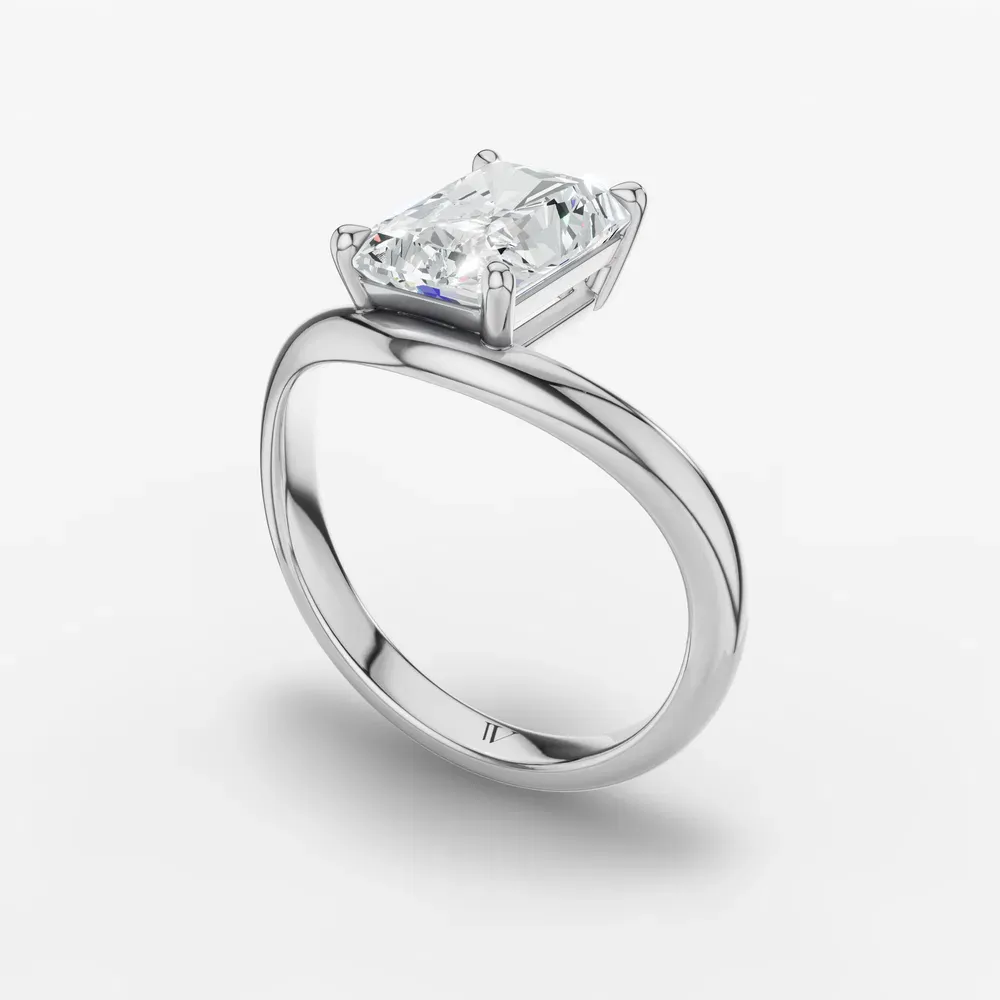 Certified 1 carat Lab Grown Diamond Radiant Cut Solitaire, Floating Engagement Ring in 14K White Gold-Thal