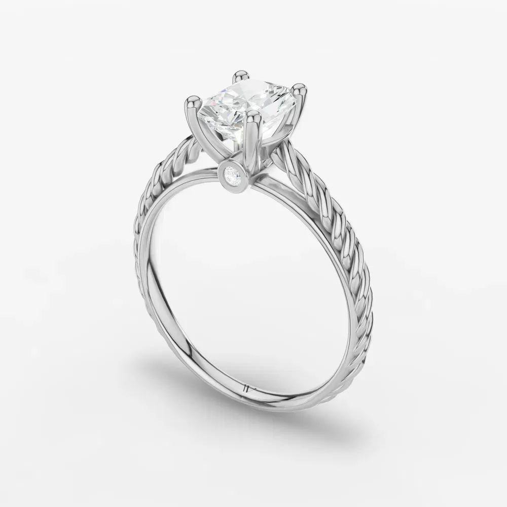 Certified 1 carat Lab Grown Diamond Radiant Cut Solitaire, Vintage, Cathedral Engagement Ring in 14K White Gold-Voss