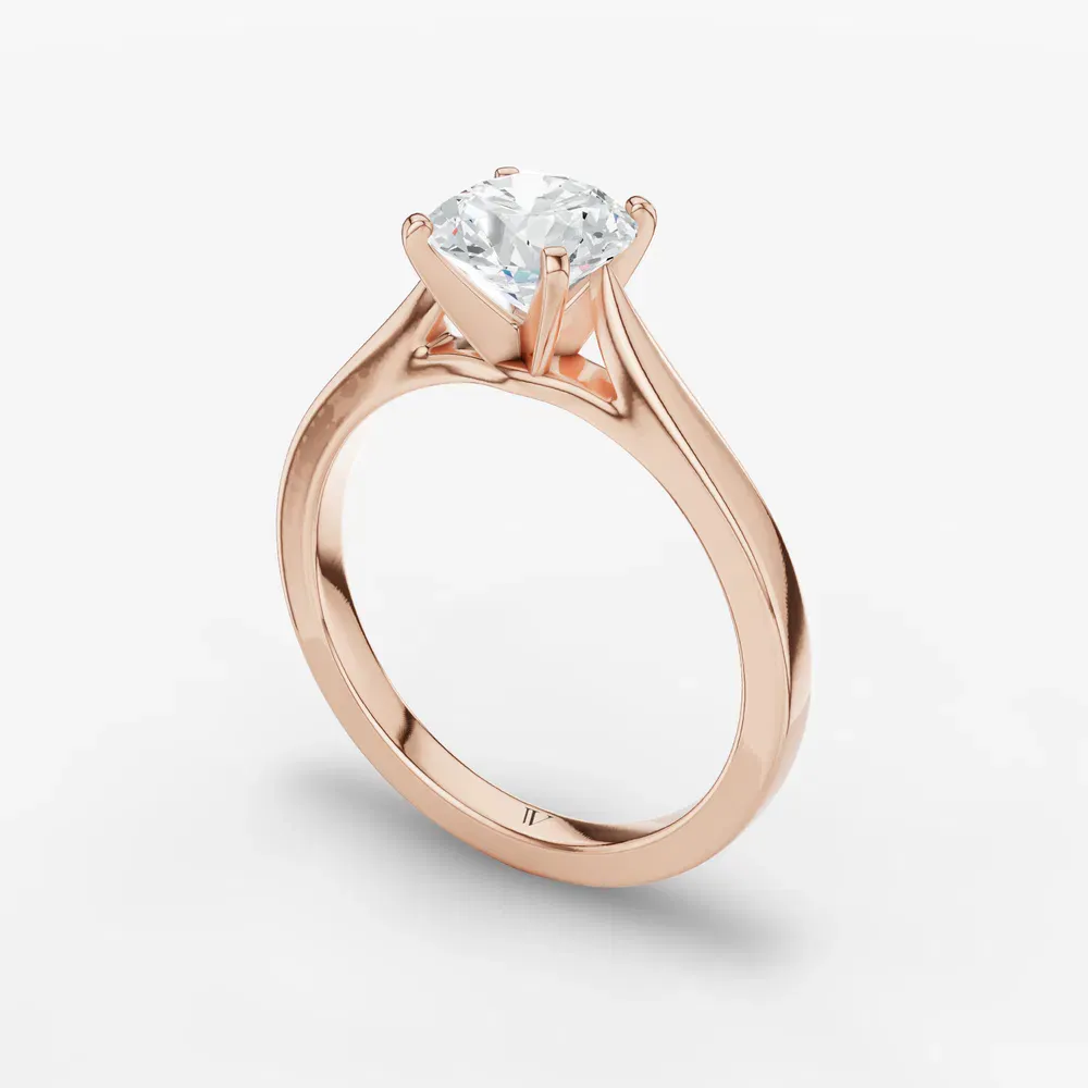 Certified 1 carat Lab Grown Diamond Round Cut Solitaire, Cathedral, Four Prong Engagement Ring in 14K Rose Gold-Saga