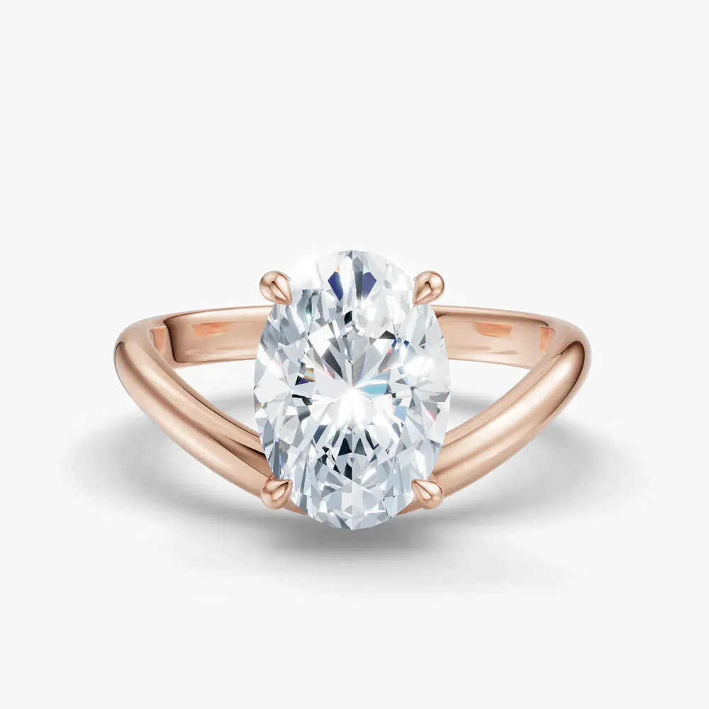 Certified 1 carat Lab Grown Diamond Oval Cut Solitaire, Floating Engagement Ring in 18K Rose Gold-Thal