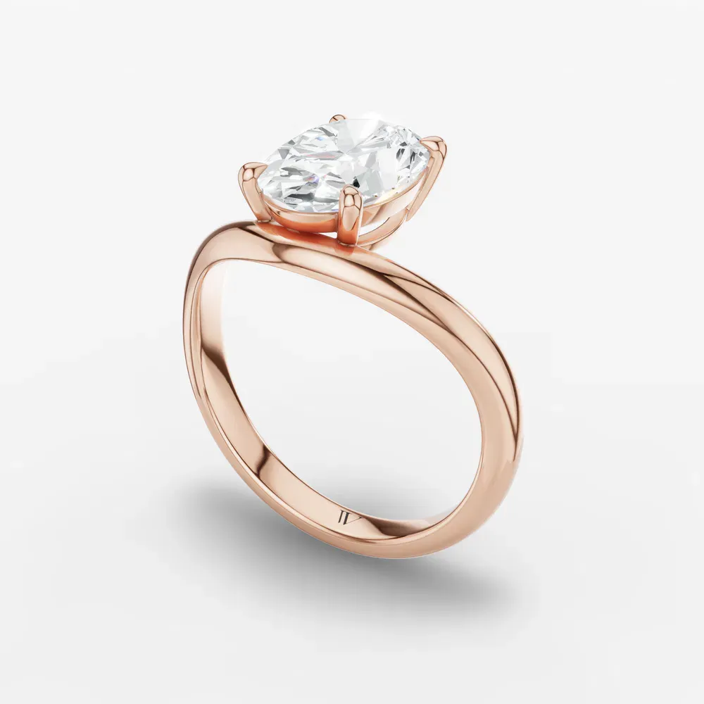 Certified 1 carat Lab Grown Diamond Oval Cut Solitaire, Floating Engagement Ring in 18K Rose Gold-Thal