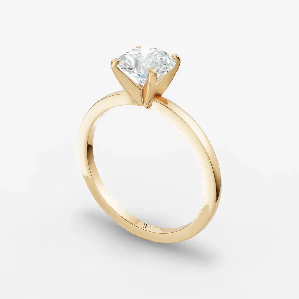Certified 1 carat Lab Grown Diamond Round Cut Solitaire, Classic, Simple Engagement Ring in 14K Yellow Gold-Cara