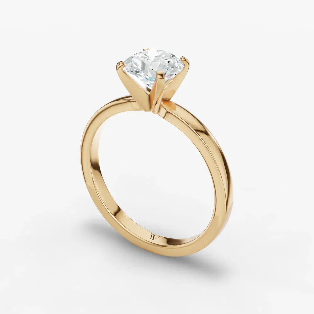 Certified 1 carat Lab Grown Diamond Round Cut Solitaire, Classic, Simple Engagement Ring in 14K Yellow Gold-Ocea