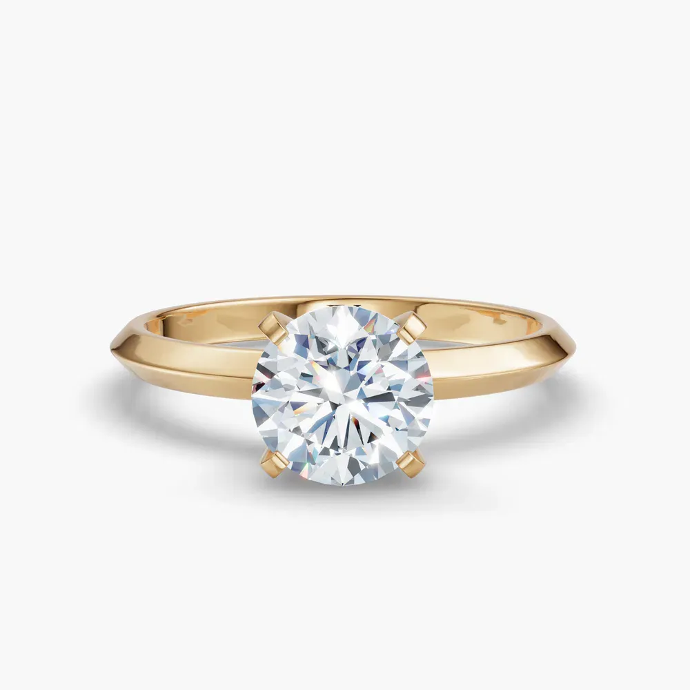 Certified 1 carat Lab Grown Diamond Round Cut Solitaire, Classic, Simple Engagement Ring in 14K Yellow Gold-Sylun