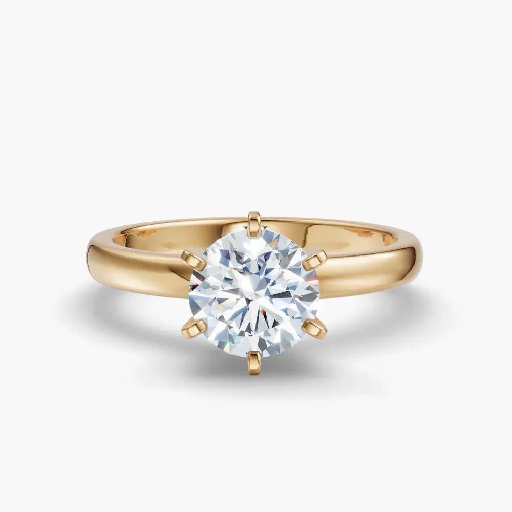 Certified 1 carat Lab Grown Diamond Round Cut Solitaire, Classic, Simple Engagement Ring in 14K Yellow Gold-Thaly