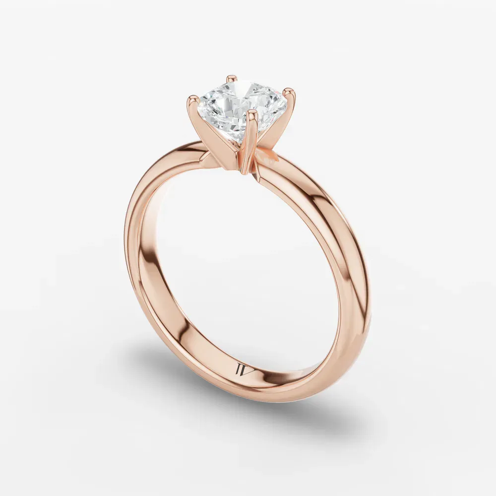 Certified 1 carat Lab Grown Diamond Cushion Cut Solitaire, Classic, Simple Engagement Ring in 14K Rose Gold-Sorrq