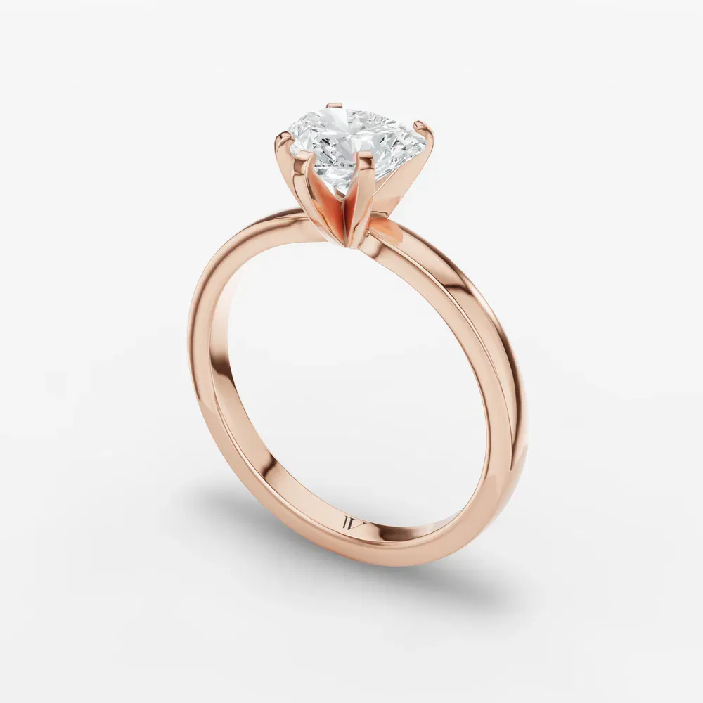 Certified 1 carat Lab Grown Diamond Heart Cut Solitaire, Classic, Simple Engagement Ring in 14K Rose Gold-Ocea