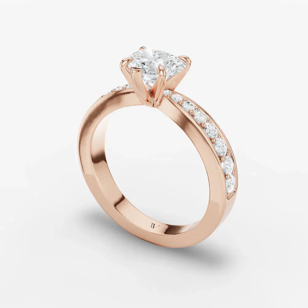 Certified 1 carat Lab Grown Diamond Heart Cut Pavé, Channel Set, Classic Engagement Ring in 14K Rose Gold-Kaelis