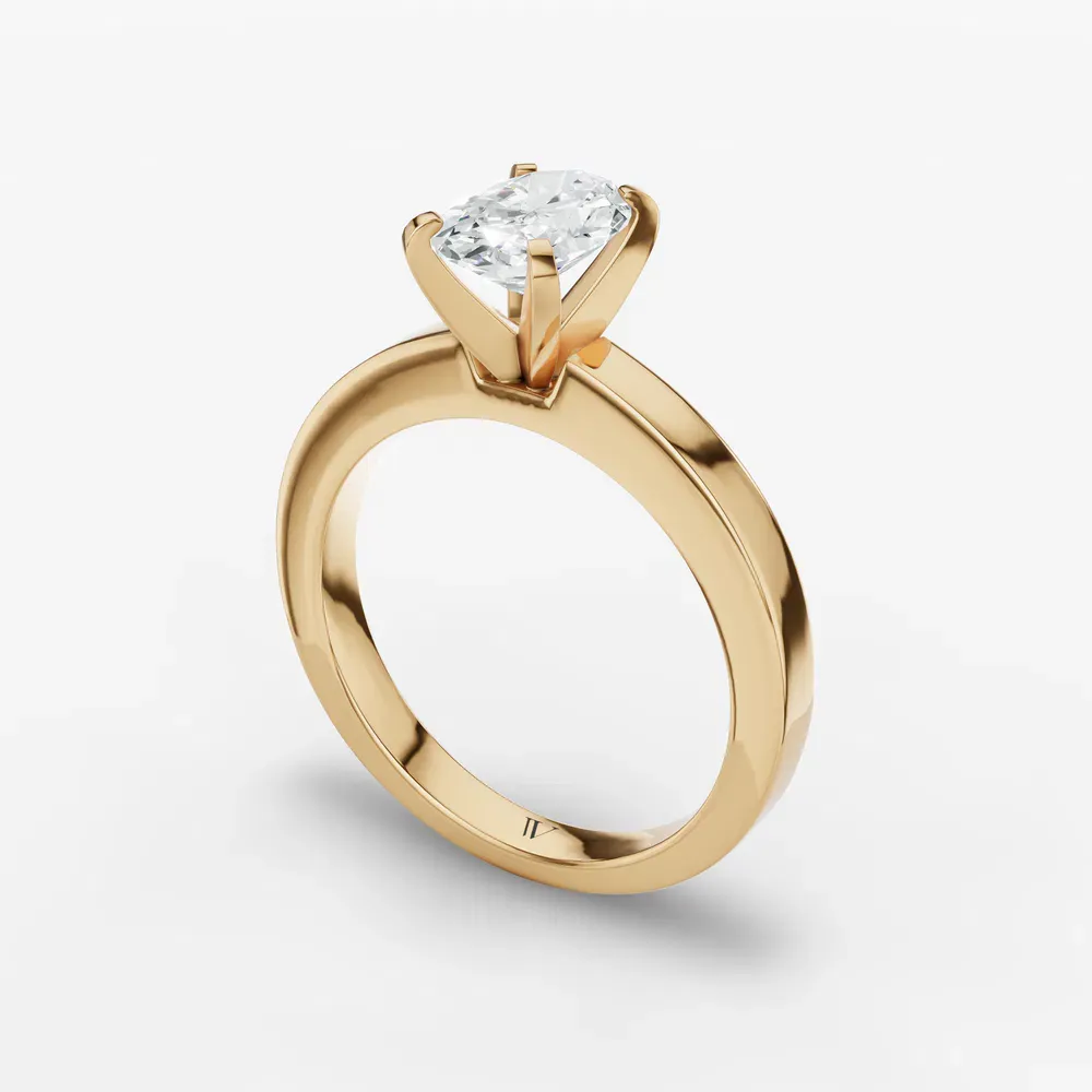 Certified 1 carat Lab Grown Diamond Oval Cut Solitaire, Classic, Simple Engagement Ring in 14K Yellow Gold-Elun
