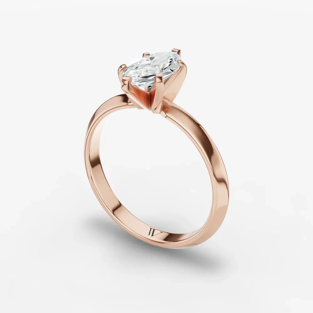 Certified 1 carat Lab Grown Diamond Marquise Cut Solitaire, Classic, Simple Engagement Ring in 14K Rose Gold-Marshi