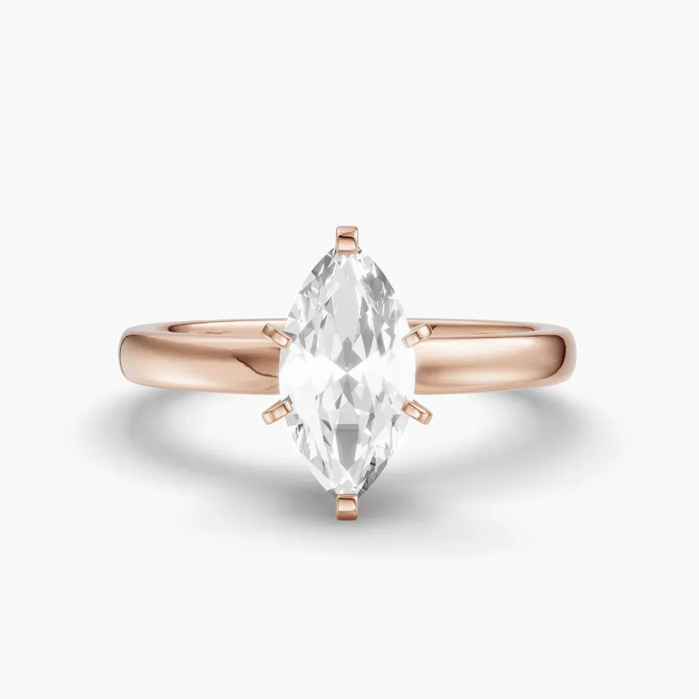 Certified 1 carat Lab Grown Diamond Marquise Cut Solitaire, Classic, Simple Engagement Ring in 14K Rose Gold-Thaly