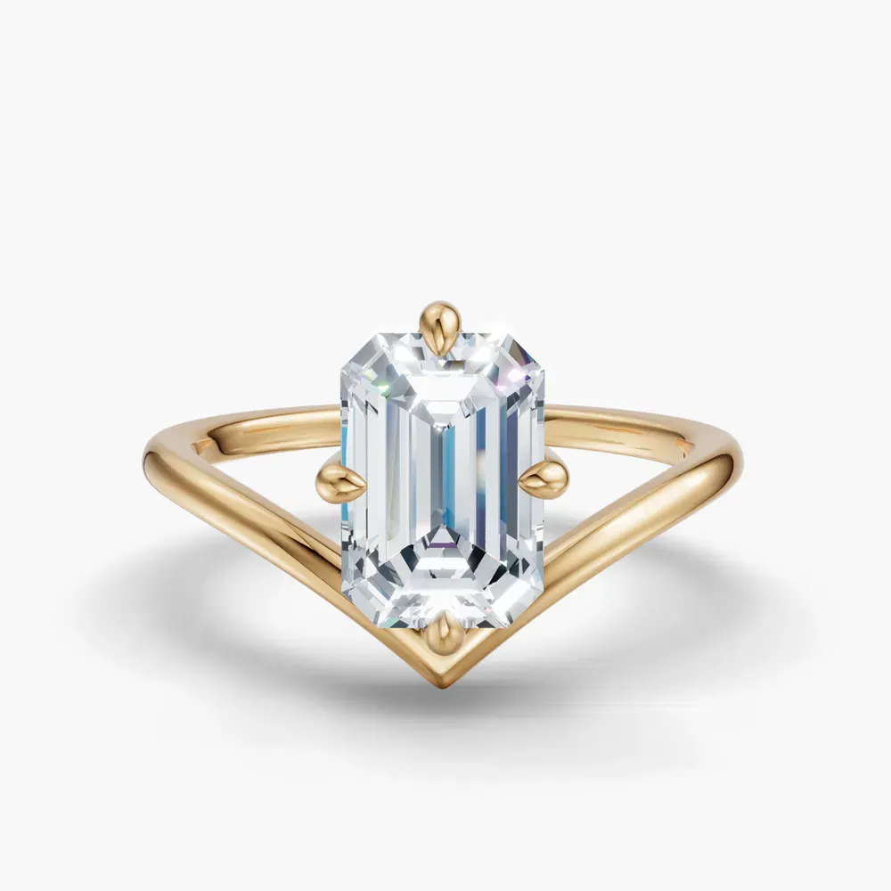 Certified 2 carat Lab Grown Diamond Emerald Cut Solitaire, Floating Engagement Ring in 14K Yellow Gold-Lira