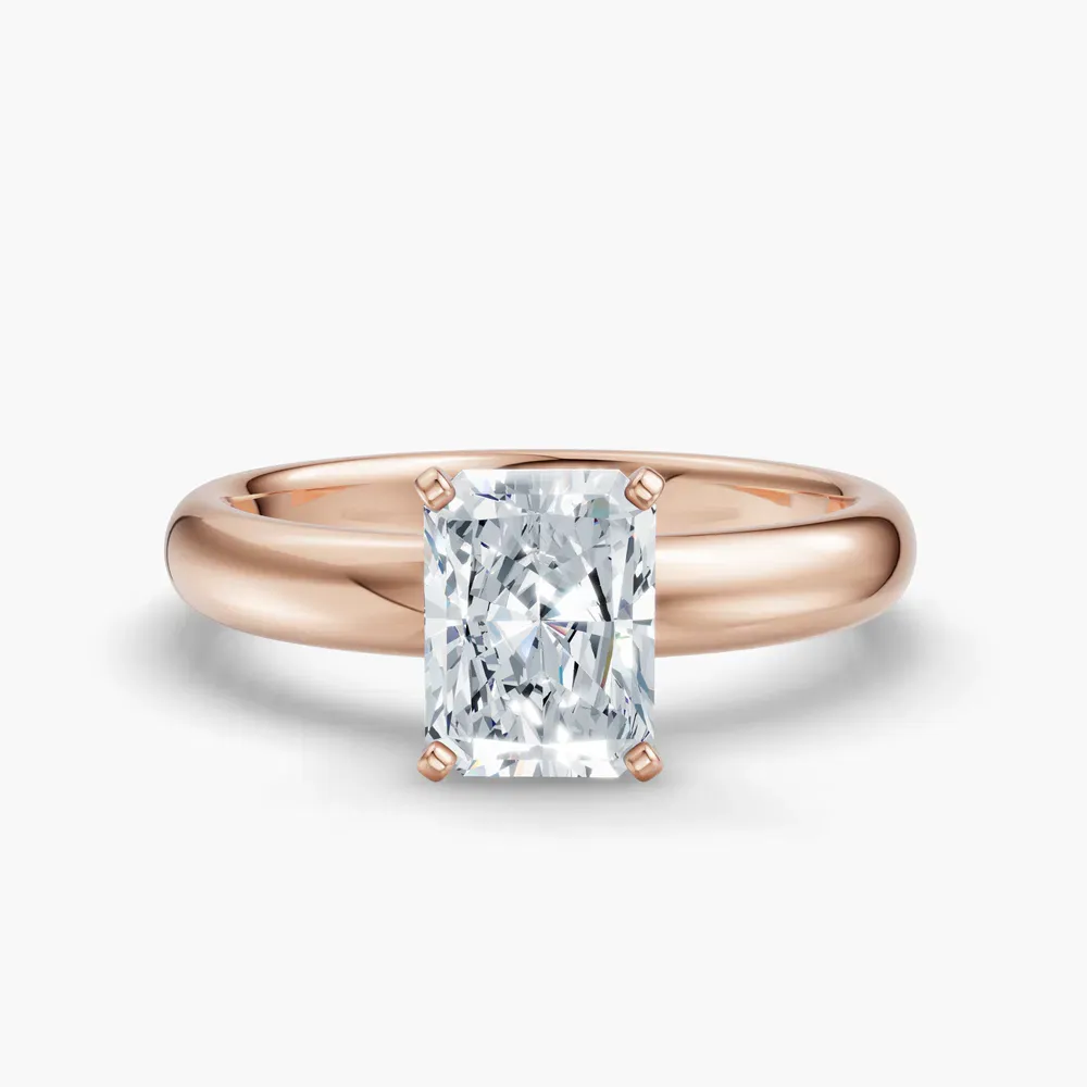 Certified 1 carat Lab Grown Diamond Radiant Cut Solitaire, Classic, Simple Engagement Ring in 14K Rose Gold-Sorrq