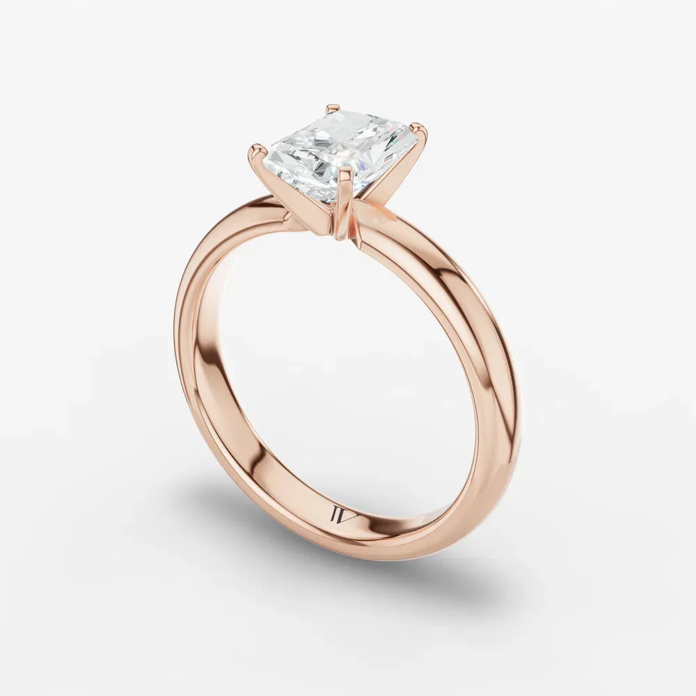 Certified 1 carat Lab Grown Diamond Radiant Cut Solitaire, Classic, Simple Engagement Ring in 14K Rose Gold-Sorrq