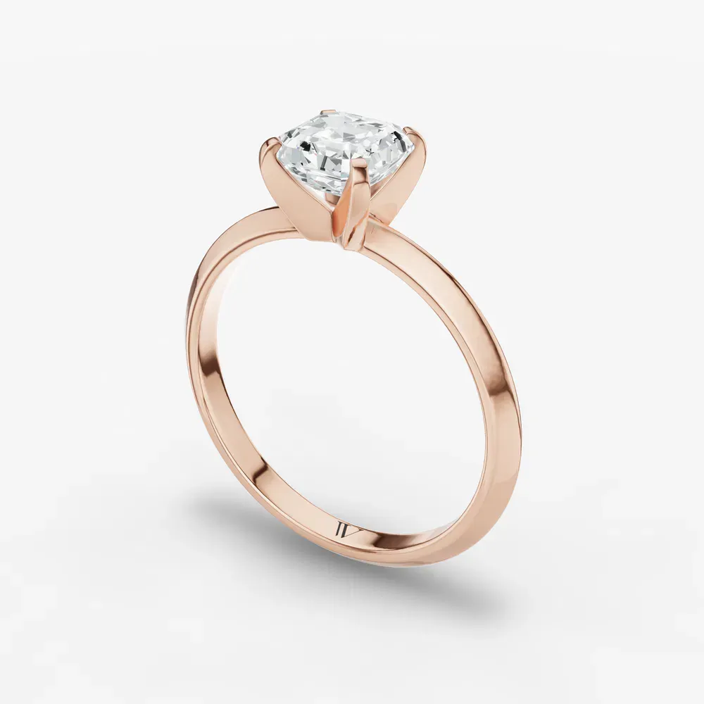 Certified 1 carat Lab Grown Diamond Asscher Cut Solitaire, Classic, Simple Engagement Ring in 14K Rose Gold-Sylun