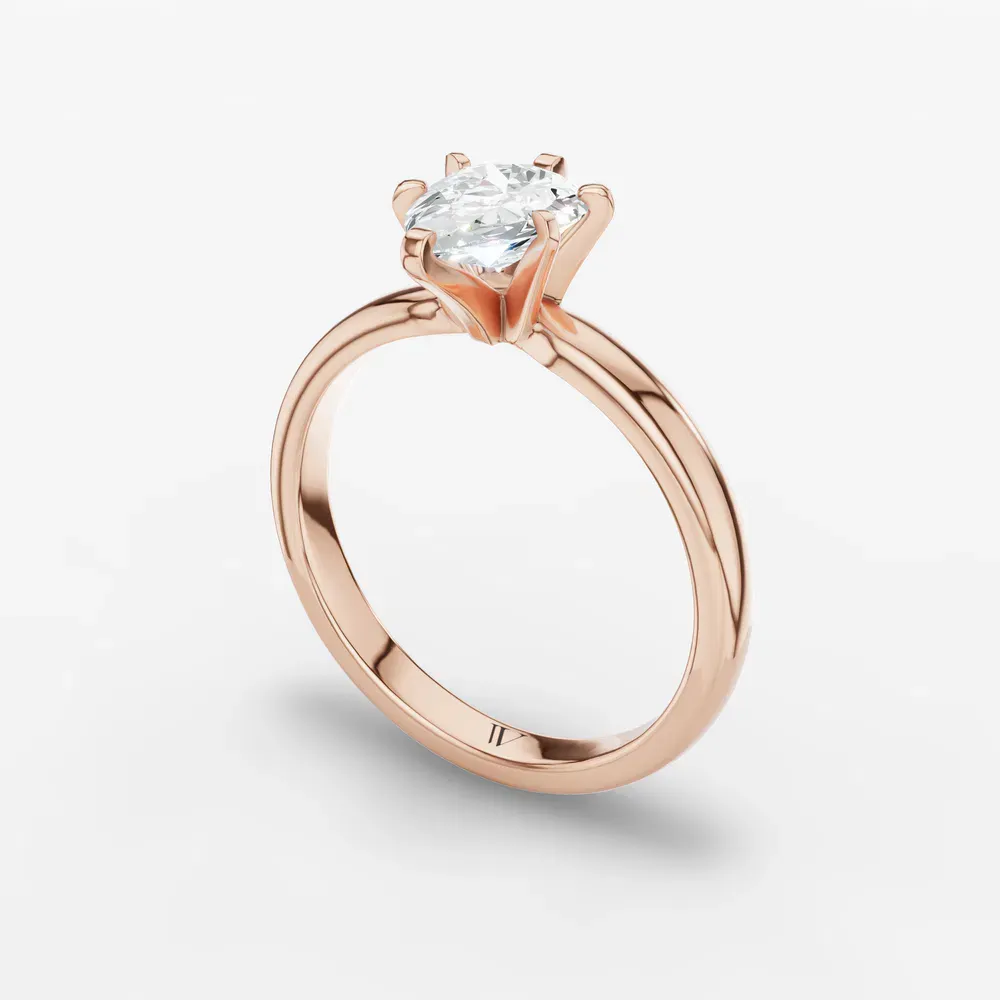 Certified 1 carat Lab Grown Diamond Pear Cut Solitaire, Classic, Simple Engagement Ring in 14K Rose Gold-Thaly