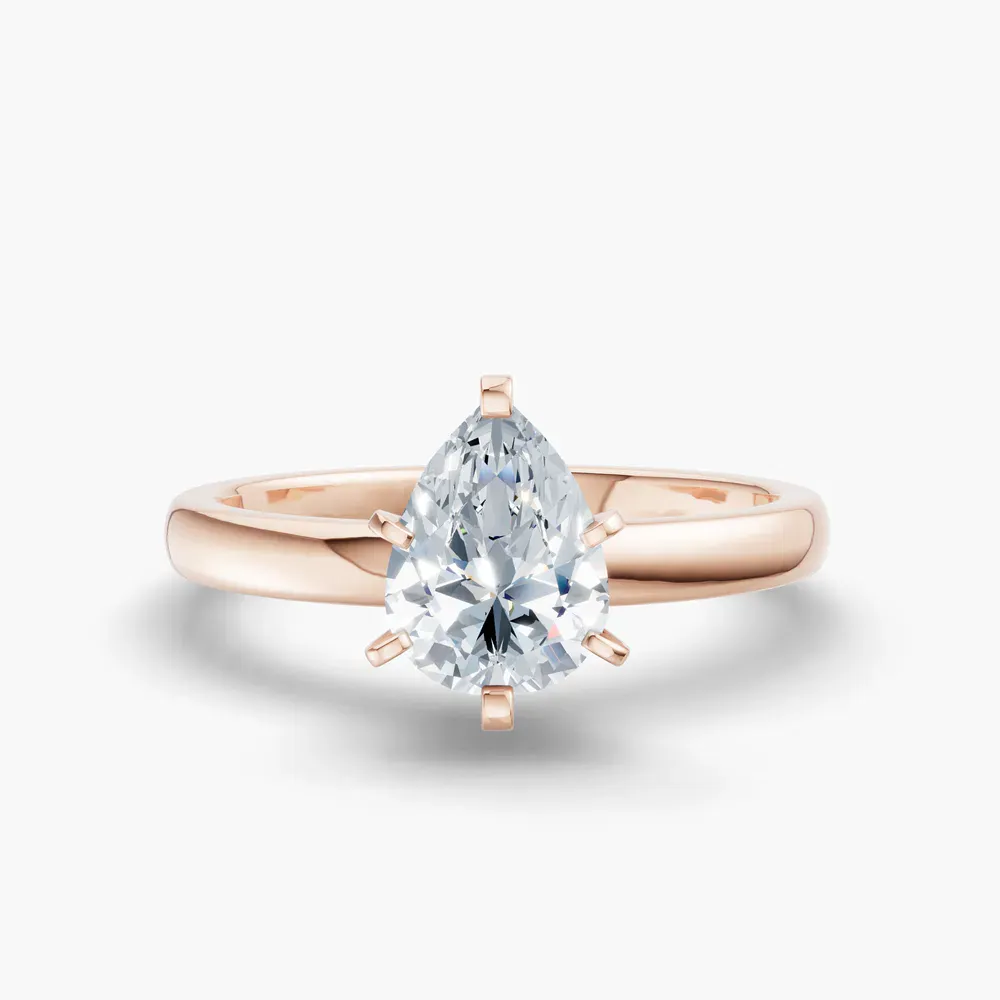 Certified 1 carat Lab Grown Diamond Pear Cut Solitaire, Classic, Simple Engagement Ring in 14K Rose Gold-Thaly