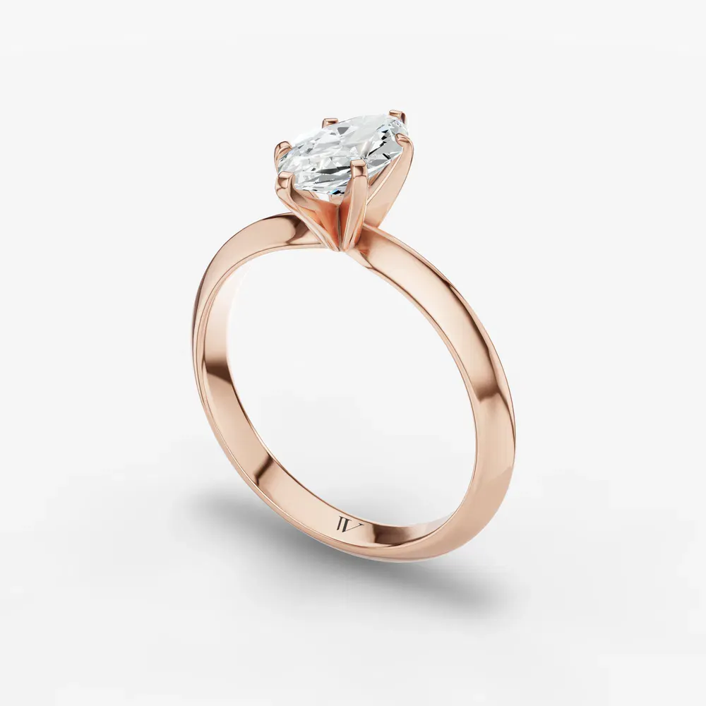 Certified 1 carat Lab Grown Diamond Marquise Cut Solitaire, Classic, Simple Engagement Ring in 14K Rose Gold-Aurori